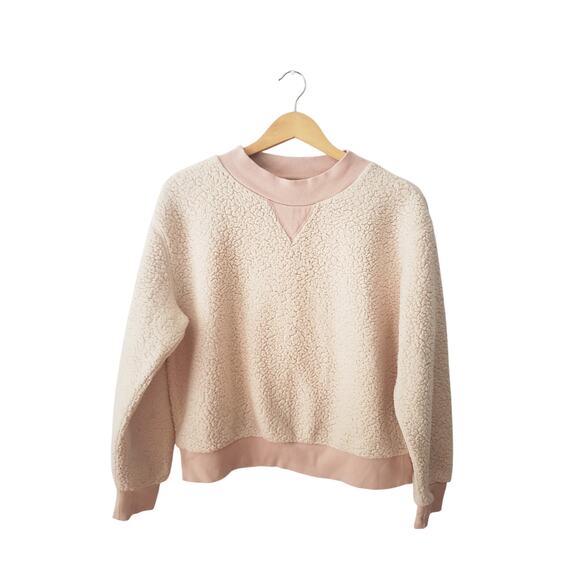 Who What Wear Teddy Fleece Crewneck Sweatshirt Beige Size Large - Picture 1 of 4